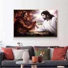 God And Devil Arm Wrestling portrait Posters and Prints Canvas Painting Home Decor Wall Art Picture for Living Room 2024 - buy cheap