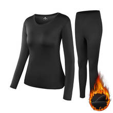 Black Motorcycle Jacket Inter Moto Jacket +Pants Fleece Lined Thermal Underwear Set Skiing Suit Winter Warm Clothing For Women 2024 - buy cheap