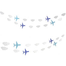 1pc Airplane Clouds Banner Glitter Bunting Airplane Themed Birthday Garland Baby Shower Party Supplies Decorations 2024 - buy cheap