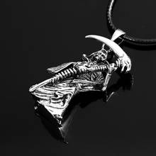 Vintage Grim Reaper Skull Pendant Necklace Punk Style Sickle Necklace Biker Long Chain For Men Women Jewelry Accessories 2024 - buy cheap