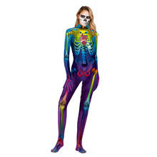 Fashion Multicolor Pop Skeleton Jumpsuit For Halloween Cosplay Costume Party Clothes Slim Sexy Onesies Mens Women Bodysuit 2024 - buy cheap