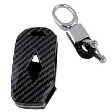 Car Carbon Fiber Style Key Fob Cover Shell Chain Fit For Kia Forte Telluride Soul Niro Plug-in Hybrid K3 K5 Optima Seltos 2021 2024 - buy cheap