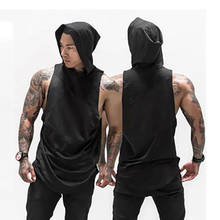 Bodybuilding Stringer Tank Tops Men Gym Stringer Sleeveless Hooded Shirt Fitness Mens Workout Clothing Cotton hooded Vest 2024 - buy cheap