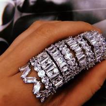 Anillo de compromiso Eternity para hombre y mujer, sortija de boda con diamantes de imitación, Cz, Plata de Ley 925, 8 estilos 2024 - compra barato
