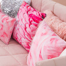 Double side pink feather printed cushion cover sofa throw pillowcase decorative lady lumbar pillow cover decor 2024 - buy cheap