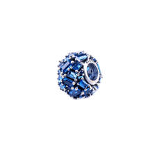 Бусины из серебра S925 пробы с резным синим хрусталем, подходят для изготовления оригинальных шармов, браслетов, ожерелий, ювелирных изделий своими руками 2024 - купить недорого