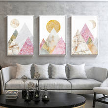 Абстрактный розовый Солнечный горный кран пейзаж настенная живопись холст скандинавский постер и принты картинки для гостиной домашний декор 2024 - купить недорого