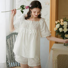 Jacarão-conjunto de pijama feminino, camisola de luxo, 2 peças, com laço de renda, roupa de dormir 2024 - compre barato