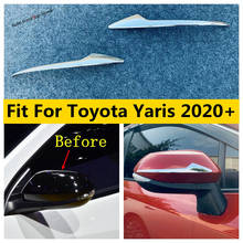 Tampa do espelho retrovisor fricção de tira de proteção, acessórios para toyota yaris 2020 2021 abs cromado exterior 2024 - compre barato