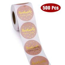 500pcs/roll Handmade with Love Stickers with Gold Foil Round Seal Labels Handmade Scrapbooking 2024 - buy cheap
