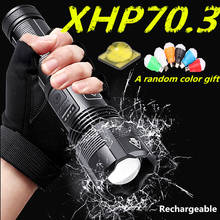 Самый высокий Люмен самый мощный XHP70.3 светодиодный светильник фонарь мощный тактический флэш-светильник USB Перезаряжаемый флэш-светильник 18650 2024 - купить недорого