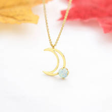 Crescent Moon Necklace Women Girl Birthstone Jewelry Stainless Steel Gold Chain Opal Necklaces Pendants Best Friends Gifts 2024 - buy cheap