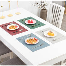 4 Pcs/set Solid Color Rectangle PU Leather Placemat Nordic Kitchen Table Accessories Para Mesa De Comedor Individuales De Mesa 2024 - buy cheap