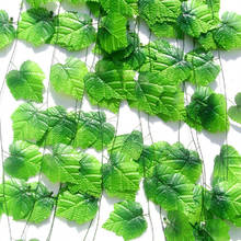 Hojas de hiedra Artificial verde, plantas artificiales de 230cm de largo, hojas de follaje de vid de uva, decoración de boda y jardín para el hogar 2024 - compra barato