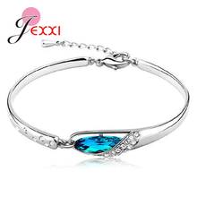 Pulsera de plata esterlina 925, brazalete de cristal azul natural de la suerte, cristal austriaco brillante, joyería de mano, zapatos de vidrio, pulseras ajustables 2024 - compra barato