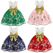 Kids Christmas Girls Dress Lace Wedding Dresses for Girls Open back Performance Gown Birthday Party New Year Ball Gown 2024 - buy cheap