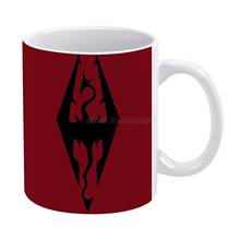 Skyrim-taza de té de cerámica blanca con logotipo de la bandera Imperial, regalo de cumpleaños, tazas de leche, Skyrim Elder Scrolls Elder, Im 2024 - compra barato