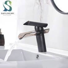 Black Bronze Fashion Tile Shape Glass Waterfall  Spout Bathroom Basin Sink Faucet Single Handle Hot and Cold Water Mixer Taps 2024 - buy cheap