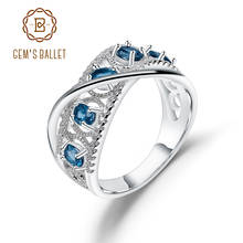 GEM'S BALLET 925 Sterling Silver Band Finger Ring 1.05Ct Natural London Blue Topaz Gemstone Rings For Women Wedding Fine Jewelry 2024 - buy cheap