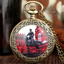 Vintage Bronze Soviet Marshal Zhukov Sculpture Quartz Pocket Watch Vintage Necklace Pendant Clock Gifts for Men Women 2024 - buy cheap