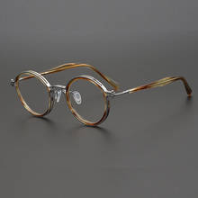 Montura de gafas redondas Retro hechas a mano para hombres y mujeres, anteojos de miopía ultraligeros de titanio Vintage, diseñadores japoneses 2024 - compra barato