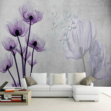 Papel de parede autoadesivo personalizado 3d, estéreo, vintage, nostálgico, flor roxa, mural de sala de estar, quarto, decoração 2024 - compre barato
