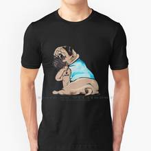 Pug Dog I Love Mom Tattoo Design T Shirt 100% Pure Cotton Dog Pug Pug Dog Pug Cute Pug Mom Pug Breed Pug Bottom Up For Pug Dog 2024 - buy cheap