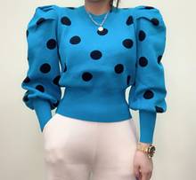 Suéter Vintage de punto de Color de contraste, suéteres coreanos para mujer, suéter de manga farol con cuello redondo, jerséis para mujer 2020 2024 - compra barato