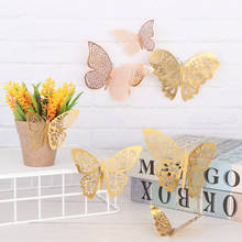 12PCS/Set Gold Silver Metal Texture Hollow Mariposas Decals Wall Art 3D Butterfly Stickers DIY Party Supplies Wedding Ornament 2024 - buy cheap