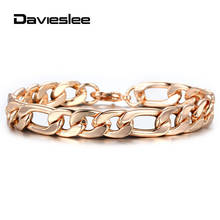 10mm 585 Rose Gold Color Bracelet Curb Figaro Link Chain Bracelet for Women Men Lobster Clasp 20cm Wristband Jewelry Gift LCBM05 2024 - buy cheap