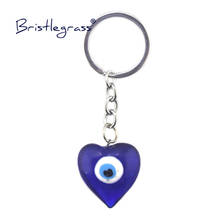 BRISTLEGRASS-llaveros de cristal turco azul mal de ojo, llavero con forma de corazón, soporte para anillo, amuleto, amuleto de la suerte, colgante, regalo de bendición 2024 - compra barato