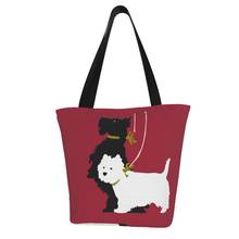 Cute Graphic Print Eco Shopping Bag for Dog Lovers Westie Tote Harajuku Shopper Bag Women Scottish Terrier Shoulder Bag Female 2024 - buy cheap