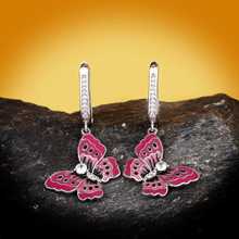 925 Silver Hot Sale Pink Epoxy Enamel Butterfly Earrings Women's Wedding Engagement Cocktail Jewelry Gift 2024 - buy cheap