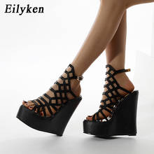 Eilyken Roman Women Platform Sandals Fashion Hollow PU Leather Peep Toe Ankle Buckle Strap Wedge Heels Ladies Dress Shoes 2024 - buy cheap