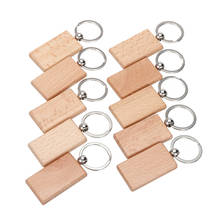 10Pcs Plain Wooden Keychain Charm Blank Rectangle Key Ring Pendant Gift for DIY Craft Card Embellishments Scrap Book Making 2024 - buy cheap