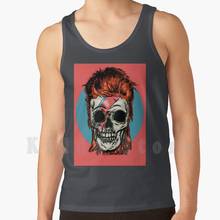 Bowie regata de caveira, colete sem mangas, música, dgends, rip starman, dia das bruxas, assustador, design fresco, arte, bowie 2024 - compre barato