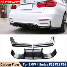 V Type Real Carbon Fiber Rear Bumper Lip Diffuser Car Body Styling For BMW 4 Series F32 F33 F36 Modified to M4 style 2014-2017 2024 - buy cheap
