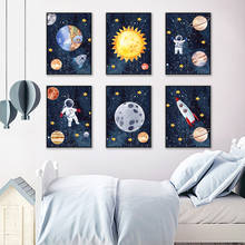 Cartoon Astronaut Rocket Universe Earth Wall Art Canvas Painting Nordic Posters And Prints Nursery Wall Pictures Kids Room Decor 2024 - buy cheap