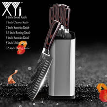 Conjunto de facas de cozinha de aço inoxidável, suporte de faca presente, capa de faca santoku, ferramentas de corte, cutelo para pão, ótima para presente 2024 - compre barato