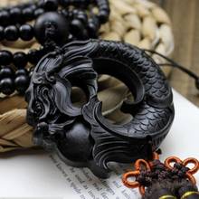 Ancient Chinese mythology black dragon ornaments Wood Carving Statue Sculpture Amulet Car Pendant SW015B#30 2024 - buy cheap