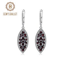 GEM'S BALLET Marquesa-pendientes de gota de granate negro Natural para mujer, joyería fina de Plata de Ley 925 para mujer, envío directo 2024 - compra barato