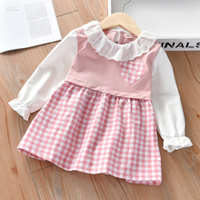 Girls Dress Spring And Autumn 2021 New Doll Collar Stitching Sweater Dress Children Long-Sleeved Princess Dress 2024 - buy cheap