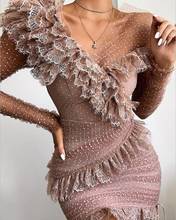 Women Luxury Sexy Long Sleeve Lace Ruffles Women Winter Dress 2020 Designer Fashion Evening Party Dress Vestido 2024 - buy cheap