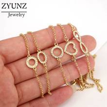 10PCS, Dainty elegant gold cz heart /infinity/circle charm bracelet, cubic zirconia, crystal bracelet, minimalist bracelet 2024 - buy cheap