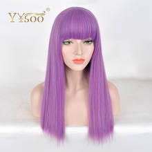 YYsoo Long Silk Straight Purple Mixed Blue Hair With BangsCosplay Wigs Synthetic Hair Anime Wig for Women Halloween Party Show 2024 - buy cheap