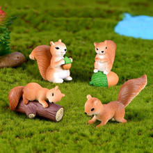 4 Pcs/set Kawaii Animal Squirrel Family Model Figurine Dollhouse Cake Home Decor Miniature Fairy Garden Home Decorations 2024 - buy cheap