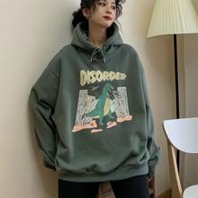 Zuolunouba Winter Casual Women Hoodie Print Harajuku Anime Dinosaurs Coming Sweatshirt Long-sleeved Loose Fashion Pullover 2024 - buy cheap