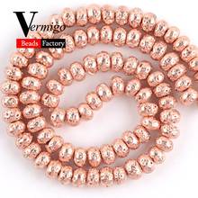 Natural Rose Gold Lava Hematite Stone Rondelle Beads For Jewelry Making DIY Necklace Bracelet 6mm-10mm Spacer Loose Beads 15" 2024 - buy cheap