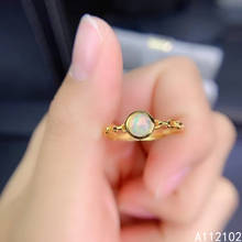 Anel de prata esterlina s925 com opala natural embutida, joias finas de tamanho único, suporte para testes estilo chinês 2024 - compre barato