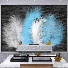 Custom Mural Wallpaper Modern Nordic Dark Gray Marble Feathers Wall Paper Living Room TV Bedroom Self-Adhesive 3D Wall Stickers 2024 - buy cheap
